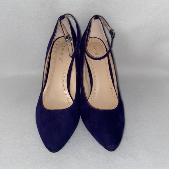 Bamboo Size 8 1/2 Cobalt Blue Ankle Strap Wedges - Picture 2 of 16